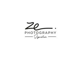 Letter ZE Signature Logo Template Vector