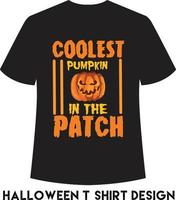 Coolest pumpkin in the patch t-shirt design for Halloween vector