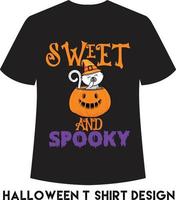 diseño de camiseta dulce y espeluznante para halloween vector