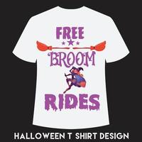 Free broom rides t-shirt design for Halloween vector