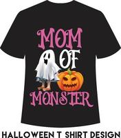 diseño de camiseta de mamá de monstruos para halloween vector