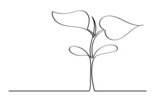 Plant drawn with a single line. Sprout in the style of minimalism. vector