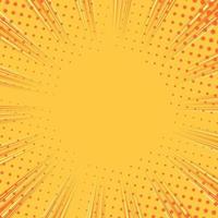 Background pop art yellow. Bright retro pattern with red dots and rays towards the center. vector