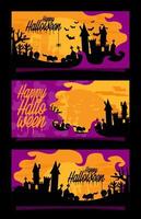 plantilla de fondo de banner de conjunto de halloween vector