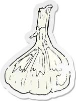 retro distressed sticker of a cartoon garlic vector