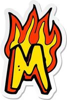 sticker of a cartoon flaming letter vector