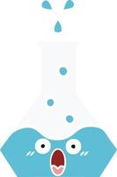 flat color retro cartoon science beaker vector