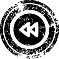 rewind button distressed icon vector