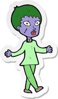 sticker of a cartoon halloween zombie woman vector