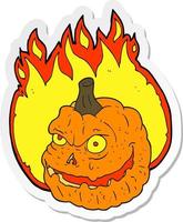 sticker of a cartoon spooky pumpkin vector
