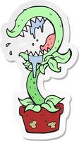 sticker of a cartoon carnivorous plant vector