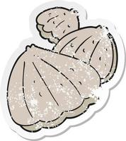 retro distressed sticker of a cartoon oysters vector