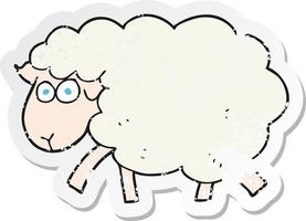 retro distressed sticker of a cartoon sheep vector