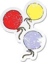 retro distressed sticker of a cartoon balloons vector