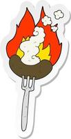 sticker of a cartoon hot sausage vector