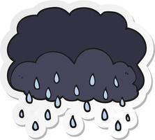 sticker of a cartoon thundercloud vector