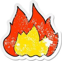 retro distressed sticker of a cartoon fire vector