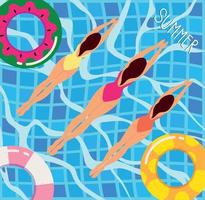 women swimming in the pool vector