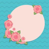 flowers rose round label vector