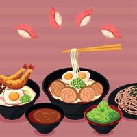 recetas de comida japonesa vector