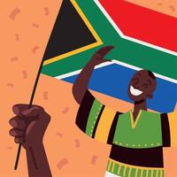 young man with flag of south africa