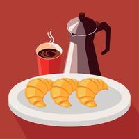 coffee maker cup and bread vector