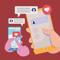 social media addiction by phones vector