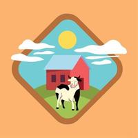 rural barn and cow vector