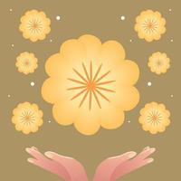 hands and flowers vector