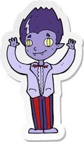 sticker of a cartoon vampire boy vector