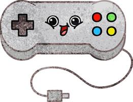 retro grunge texture cartoon game controller vector