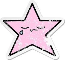 distressed sticker of a cute cartoon star fish vector