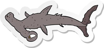 sticker of a cartoon hammerhead shark vector