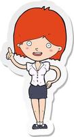 sticker of a cartoon woman with idea vector