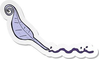 sticker of a cartoon feather quill vector