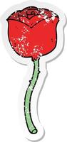 distressed sticker of a cartoon rose vector