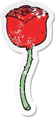 distressed sticker of a cartoon rose