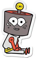 sticker of a happy cartoon robot vector