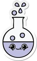 sticker of a cute cartoon test tube vector