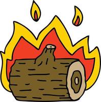 quirky hand drawn cartoon campfire vector