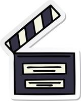 sticker of a cute cartoon film clapper board vector