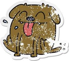 distressed sticker cartoon of cute kawaii dog vector