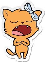 sticker of a cartoon singing cat vector