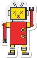 sticker of a cute cartoon robot vector