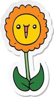 sticker of a cartoon flower vector