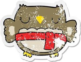 distressed sticker of a cartoon owl vector
