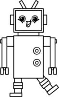 line drawing cartoon robot vector