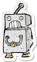 retro distressed sticker of a cartoon robot vector
