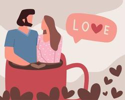 couple inside cup vector