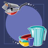 kitchen metal and plastic tools vector